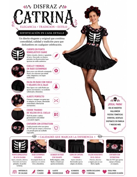 Costume Catrina Taille M | Costumes pour Adultes Le Roi du Carnaval
